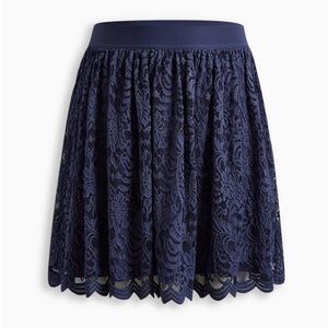 Torrid 1X Indigo Mini Lace Embroidered Skirt NWT